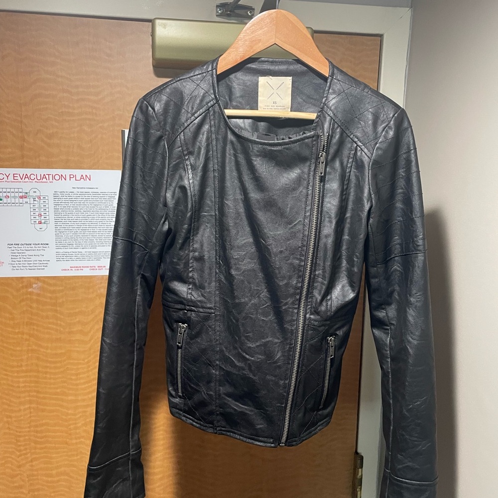 Pins & Needles Black Leather Moto Jacket